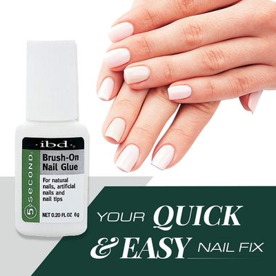IBD 5-Second Brush On Nail Glue - Strong Nail Glue for Press Ons and Acrylic Nails, Quick-Dry Gel for Split or Broken Nails, Nail Bond & Repair - 6g, 3-Pack