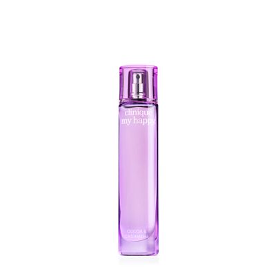 Clinique My Happy Fragrance Spray, Cocoa &amp; Cashmere | Notes of Cocoa, Vanilla Musk, Mini Travel Size, 0.5 Fl Oz