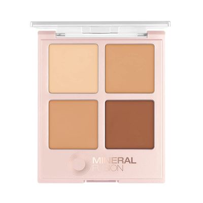Mineral Fusion Makeup Concealer Palette Quad, 4 Warm to Deep Shades, .35 Oz, Decadence, Cream Contour Palette with Vitamin E &amp; C, Blendable Concealer for Dark Circles, Flaws &amp; Blemishes