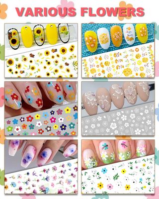 IDDFEVE 30 Sheets All Holiday Nail Art Stickers, Variety Pack Seasonal Nail Decals, Self-Adhesive Colorful Design for Daisy Flowers Butterflies Star Halloween Christmas