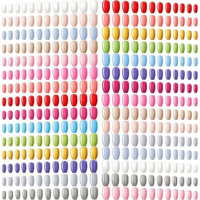 720 Pieces 30 Sets Medium Square False Artificial Nails Ballerina Coffin Press on Nails Solid Color Full Cover Glossy Fake Nails Tips for Women Girls DIY Nail (Bright Colors)