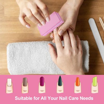 Nail Buffers (60 Pack), Buffer Block Nail File for Acrylic Nails and Natural Nails, 100/180 Grit Small Nail Buffer Block Bulk Buffing Blocks for Nail Buff Professional Manicure File Blocks Set Pink