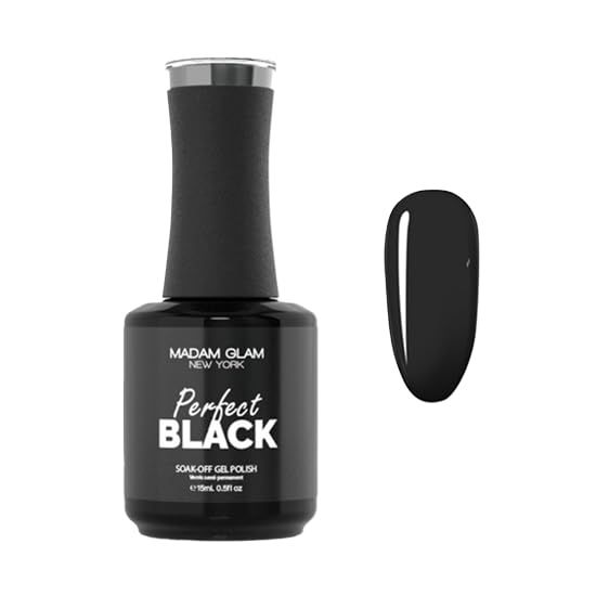 Madam Glam Perfect Gel Polish 15ml - UV LED Color 0.5oz / 15ML Super Long Lasting (Black, 0.5 Fl Oz)