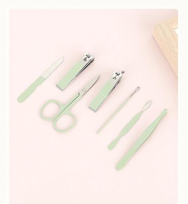 Manicure Set Nail Clipper Set, 7 Pcs Matcha Green Professional Manicure Pedicure Set, Nail Care Kit Beauty Tool, Purse Essentials Travel Nail Kit with Leather Case, Gift for Men and Women