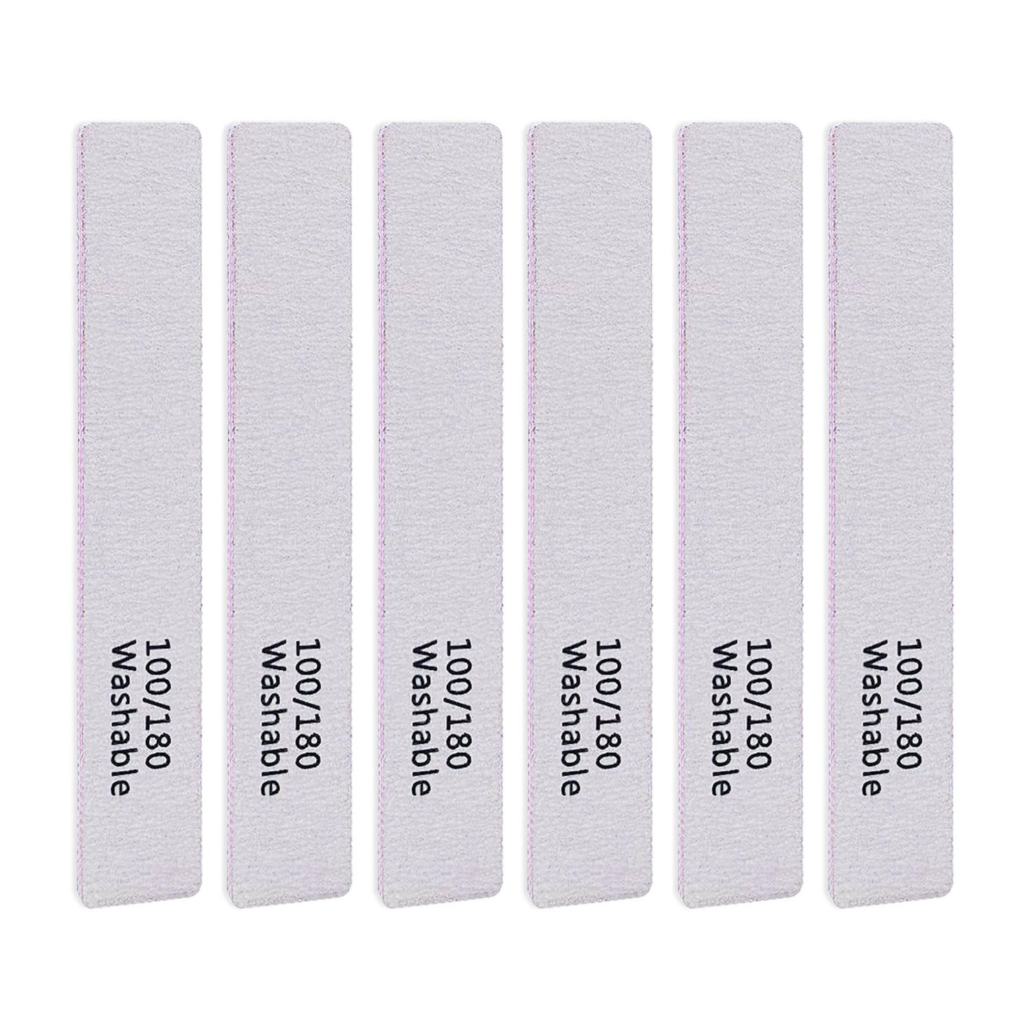 LNAUJS 6PCS Professional Reusable Double-Sided 100/180 Grit Washable Nail File