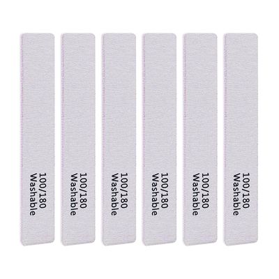 LNAUJS 6PCS Professional Reusable Double-Sided 100/180 Grit Washable Nail File
