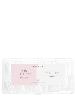 Kiara sky Nail Tips |Non C-Curve Square Clear | 500 pieces | XXL Length | 10 Sizes
