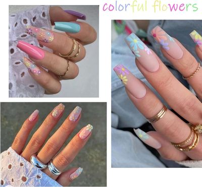 YOSOMMK Flower Nail Art Stickers 5D Embossed Nail Decals Spring Summer Self-Adhesive Nails Supplies Accessories 3D Flower for Women Nails Design Decoration