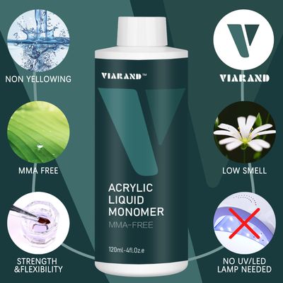 VIARAND Monomer Acrylic Nail Liquid for Acrylic Nails, 120ml- 4.OZ.e Acrylic Monomer Liquid for Acrylic Powder, Professional Acrylic Liquid Monomer, MMA-Free Non-Yellowing formulA 3PCS