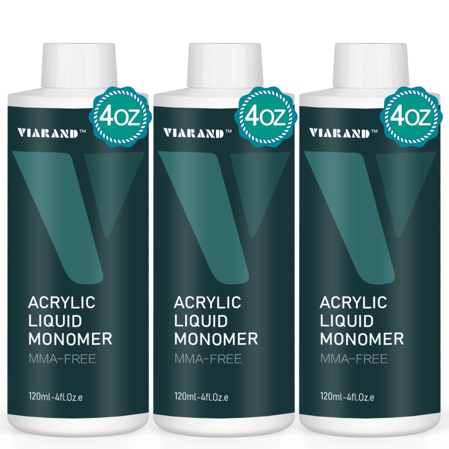 VIARAND Monomer Acrylic Nail Liquid for Acrylic Nails, 120ml- 4.OZ.e Acrylic Monomer Liquid for Acrylic Powder, Professional Acrylic Liquid Monomer, MMA-Free Non-Yellowing formulA 3PCS