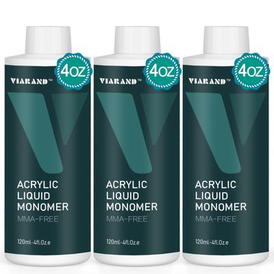 VIARAND Monomer Acrylic Nail Liquid for Acrylic Nails, 120ml- 4.OZ.e Acrylic Monomer Liquid for Acrylic Powder, Professional Acrylic Liquid Monomer, MMA-Free Non-Yellowing formulA 3PCS