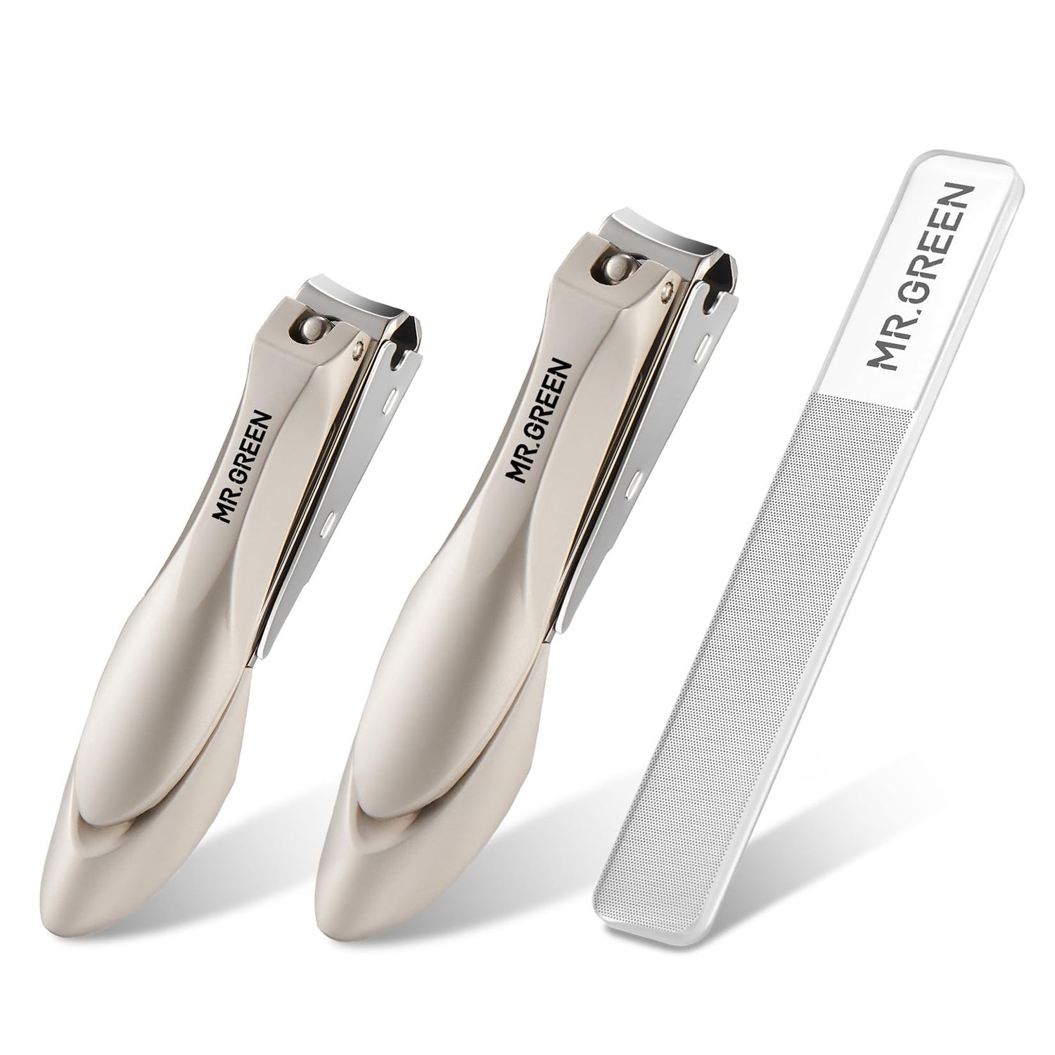 MR.GREEN Nail Clippers Stainless Steel Anti Splash Fingernail Cutter Manicure Tools Bionics Design Pedicure Scissor Nail Trimmer (Nail Clipper Two-Pack (MediumLarge))