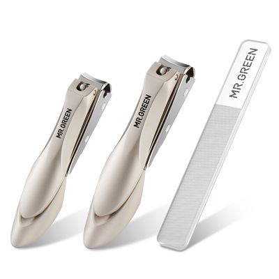MR.GREEN Nail Clippers Stainless Steel Anti Splash Fingernail Cutter Manicure Tools Bionics Design Pedicure Scissor Nail Trimmer (Nail Clipper Two-Pack (MediumLarge))