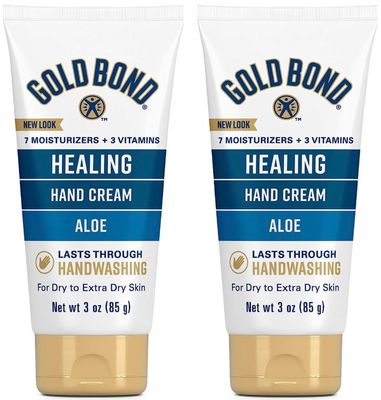 GoldBond Healing Hand Cream, 3 oz., With Aloe, Moisture That Lasts Through Handwashing (2-Pack) bundle with Couger Card