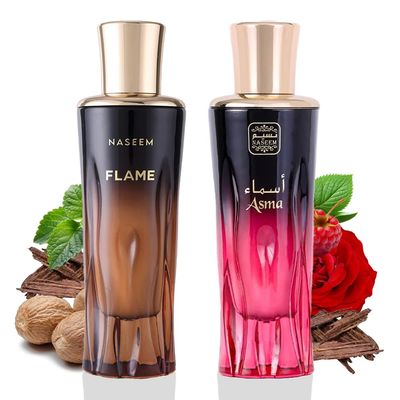NASEEM Flame &amp; Asma Aqua Perfume for Unisex | Long-Lasting Unisex Fragrances for Men &amp; Women, Versatile Arabian &amp; Fresh Woody Scents for Any Occasion (Combo - 80ml Each)