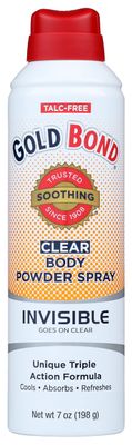 Gold Bond No Mess Clear Invisible Body Powder Spray, 7 oz., Absorbs Odor-Causing Sweat