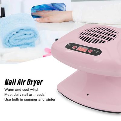Air Nail Dryer, Pink 300W Infrared Sensor 2 in 1 Automatic Induction Cold Hot Air Nail Polish Drying Fan Wind Blower Dryer for Regular Nail Polish, Home and Salon Use