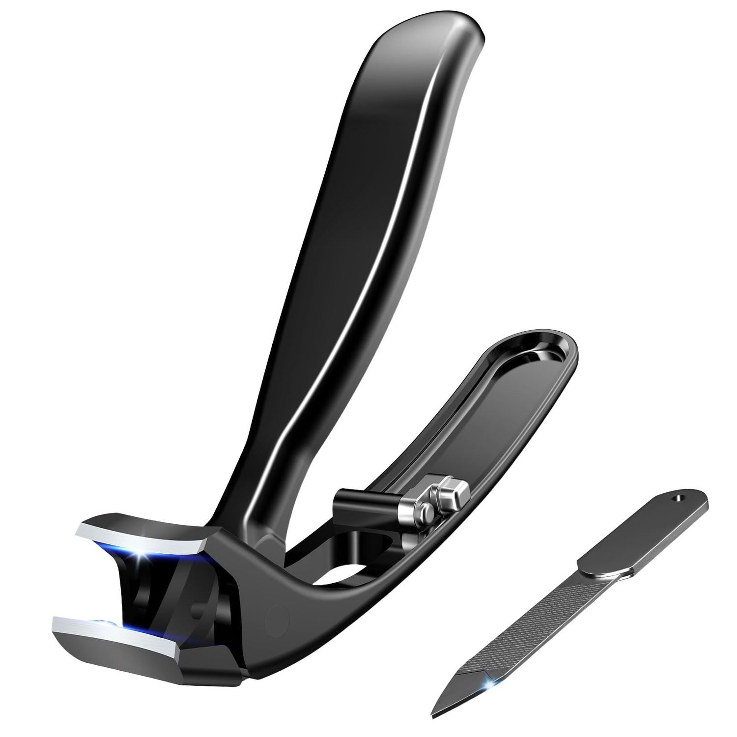 Kelongn Nail Clippers for Men and Wide Jaw Fingernail Clippers, Toenail Clippers for Seniors and Angled Head Toenail Clipper for Thick Nail, Professional Nail Clippers Set for Women&amp;Pregnant,Black