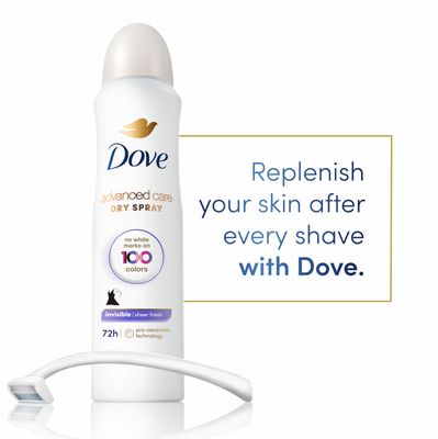 Dove Advanced Care Invisible Dry Spray Antiperspirant Deodorant No White Marks on 100 Colors Sheer Fresh 48-Hour Sweat and Odor Protecting Deodorant for Women 3.8 oz, Pack of 12