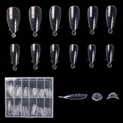 siyuwuro 120Pcs Dual Nail Forms Poly Extension Gel Nails Full Cover Nail Tip Builder Molds 12 Sizes Clear Almond for Solid Nail Gel Glue Nail Art Design for Home &amp; Salon