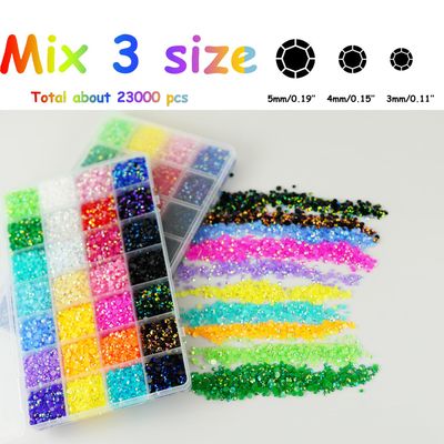 22000PCS Resin Rhinestones for Crafting, 28 Multicolor Mixed 3mm 4mm 5mm Non-Hotfix Stones, Bulk Colorful Jelly AB Bedazzling Gems with Glue for DIY Crafting, Nails, Makeup,Tumblers, Mugs Decoration