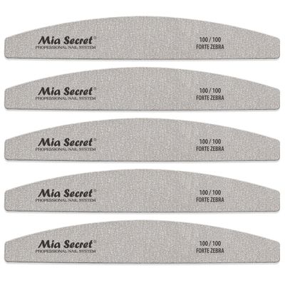 Forte Zebra Halfmoon Nail File 100/100 Pink Center 5 pack