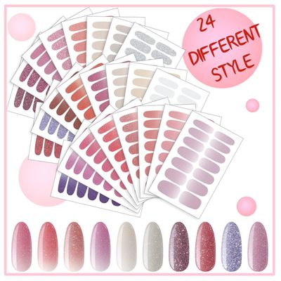 Maitys 336 Pieces 24 Sheets Full Wrap Nail Polish Strips Stickers Self Adhesive Gel Nail Strips Art Decals with File for Women DIY Decorations(Elegant Style)