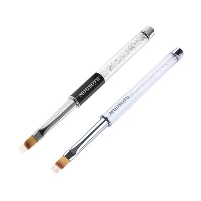 MUOBOFU 2pcs Ombre Nail Brushes Kolinsky Bristles Rhinestone Handle Professional Gradient Manicure Tools Acrylic Pens Drawing Painting Diy Home Salon Halloween