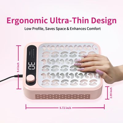 Makartt Nail Dust Collector,Professional Powerful Suction Larina Vacuum Fan Dust Cleaner with LED Display, Adjustable Speed, Reusable Filter for Acrylic Nails Polishing Manicure Salon Home Pink