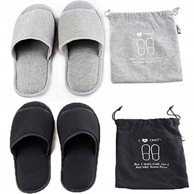 Ibluelover 2 Pairs Portable Travel Slippers Open Toe Sandals Spa Hotel Slippers Guest Room Indoor House Slipper Business Trip Flight Shoes Footwear Gift (As photo)