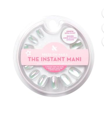 Olive &amp; June Instant Mani Press-On Nails (Glue) | Extra Short, Round | 42 Fake Nails, 21 Sizes | Non-Toxic, Long-Lasting | Recycled Materials | Realistic, Salon-Quality at Home | Sheer Lavender Silver