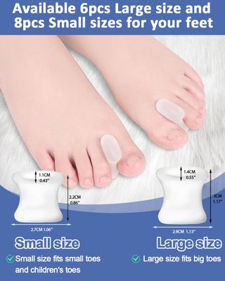 Uwbettry 14 Pack Gel Toe Separators Silicone Spacers Soft Bunion Pads for Women Men Foot Pain Relief, Crooked, Overlapping Toes, Hammertoe Corrector(6L8S)