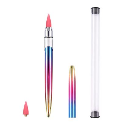Rhinestone Picker Dotting Pen, ForSewian Nail Dotting Tool with a Additional Replaceable Wax Head, Rhinestone Pickup Tool for DIY Nail Art (pink)