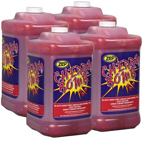 Zep Cherry Bomb Hand Cleaner - 1 Gallon (Case of 4) 95124 - Removes Stubborn Industrial Soils Such As Grease, Tar, Carbon, Asphalt, Inks, Resins, Paints and Adhesives