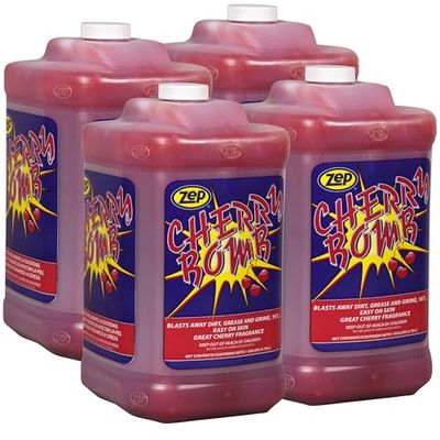 Zep Cherry Bomb Hand Cleaner - 1 Gallon (Case of 4) 95124 - Removes Stubborn Industrial Soils Such As Grease, Tar, Carbon, Asphalt, Inks, Resins, Paints and Adhesives