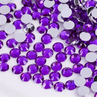 3000 Pieces SS12 3mm Flatback Rhinestones Clear Glass Round Gems Crystals for Nail Art DIY Crafts Clothes Shoes Bags Dark Purple