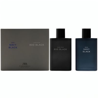 Zara Man Navy Black 800 Black Cologne Set for Men EDT Eau de Toilette 2x 90 ML (3.04 FL. OZ)