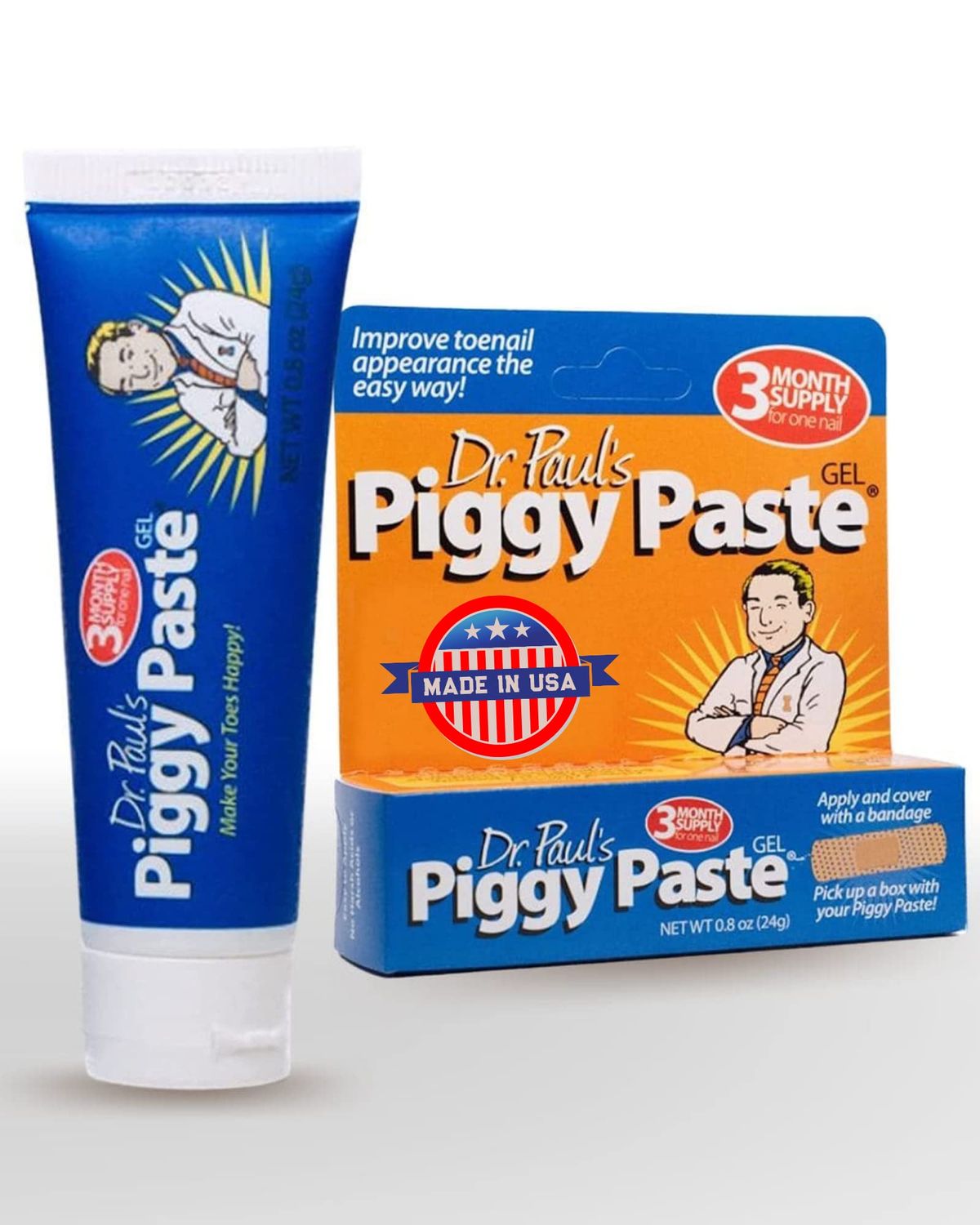 Dr. Pauls Piggy Paste Gel: Fast Acting Solution for Thick, Brittle, Yellow Nails, Restores Clear, Healthy Toenails &amp; Fingernails, Easy, Mess Free Application Doctor Recommended Formula