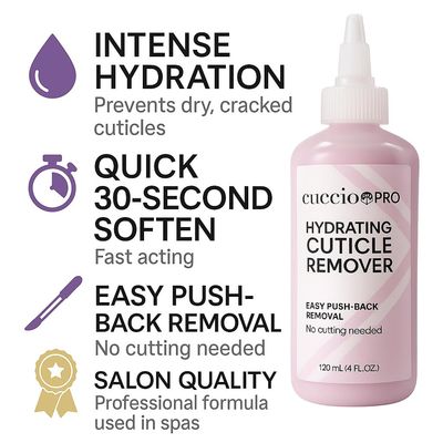 Cuccio Pro Hydrating Cuticle Remover 4 fl oz - Professional Fast-Acting Cuticle Softener &amp; Remover for Dry, Rough Cuticles, Moisturizing Lanolin-Infused Formula for Healthy Nails