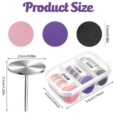 61 Pcs Sanding Paper Discs with Metal Nail Drill Bit, 25mm Pedicure Disc Replacement Sanding Disk Pedicure Supplies Tools Foot File for Electric Remover Dead Skin Callus (80150240 Grit)