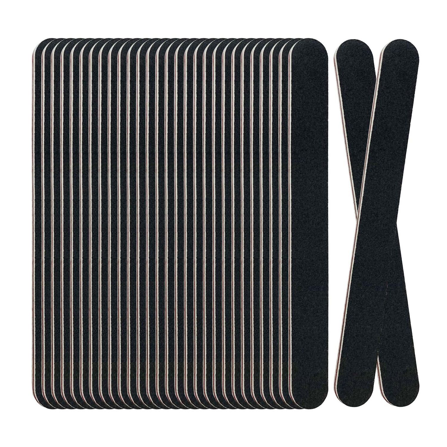 30 Pack Professional Emery Boards - 100/180 Grit Nail File Pack for Acrylic and Natural Nails, Black