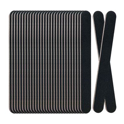 30 Pack Professional Emery Boards - 100/180 Grit Nail File Pack for Acrylic and Natural Nails, Black