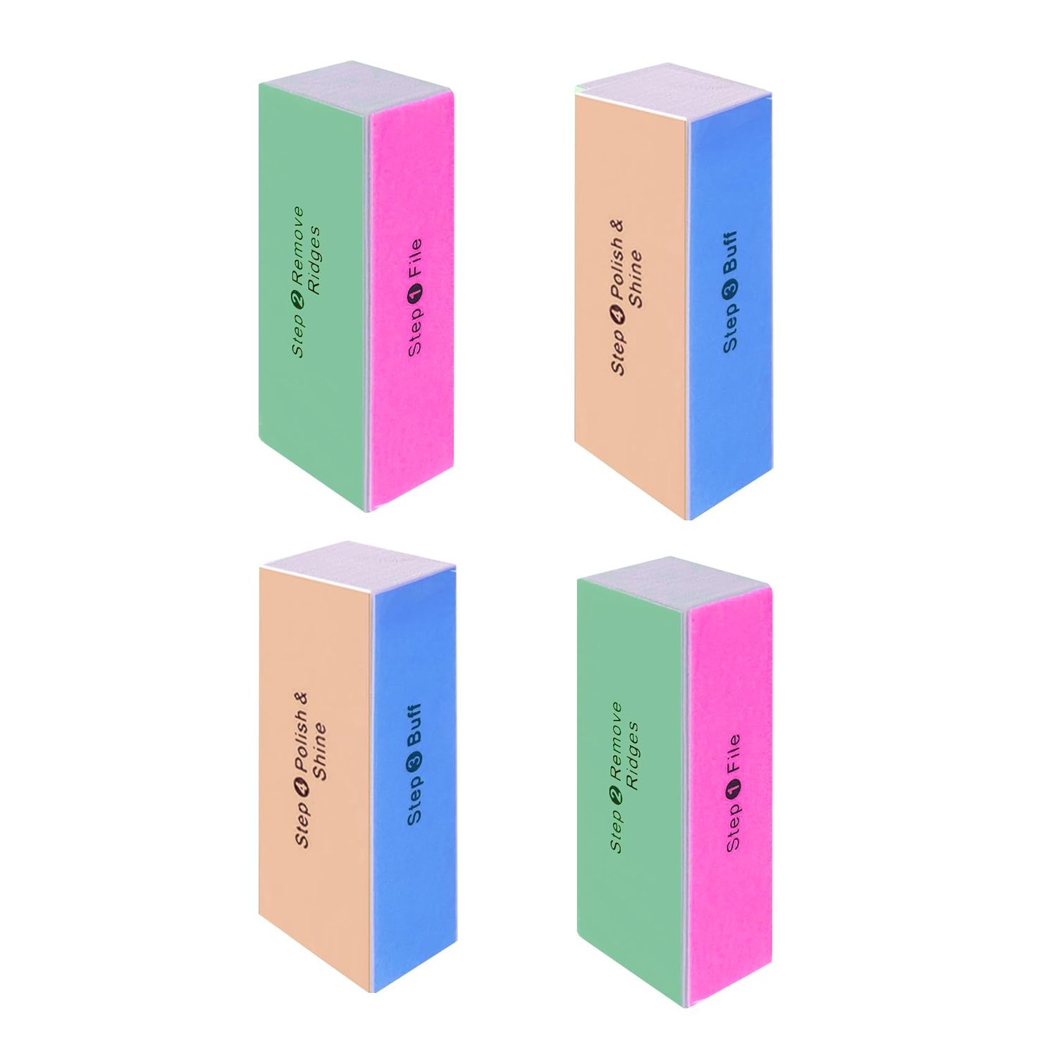 SKYPIA 4 Way Nail Buffer Block Nail Files and Buffers, Smooth &amp; Buff &amp; Shine Professional Nail Files (4 Counts)