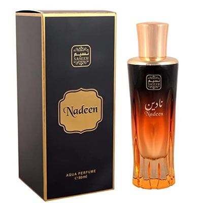 NASEEM Nadeen Aqua Alcohol-Free Water Perfume 80ml - Unisex Eau De Parfum - Enchanting Rose, Jasmine &amp; Agarwood Blend - Perfect Romantic Evenings