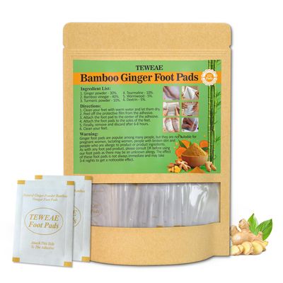 TEWEAE 122 Pads Foot Pads - Turmeric &amp; Ginger Foot Pads, Pure Natural Foot Pads with Ginger, Wormwood, Bamboo Vinegar, Bigger Adhesive Pad Ginger Foot Pads