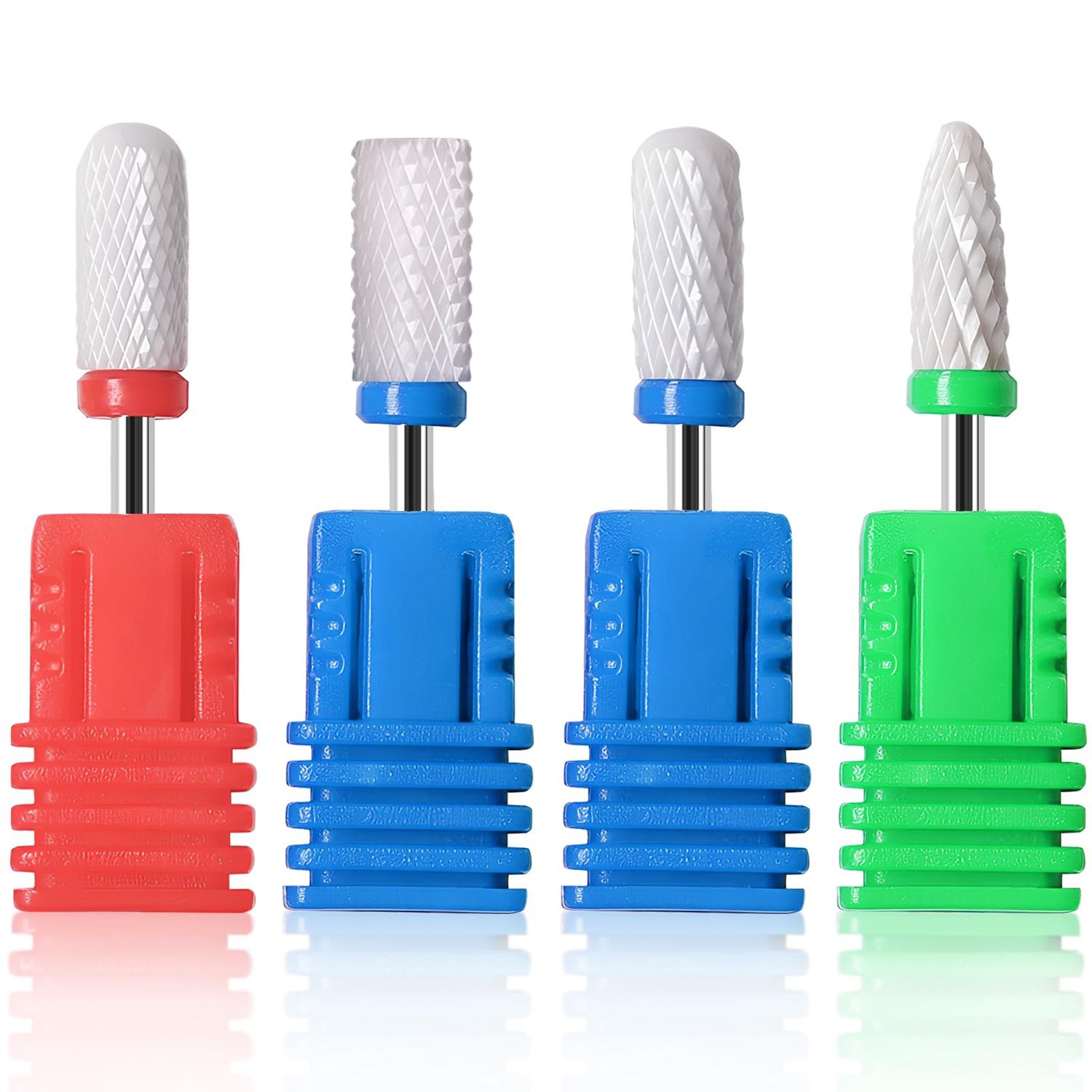4 Pcs Ceramic Nail Drill Bits Set, 2.35mm (3/32) Professional Acrylic Nail File Drill Bit for Manicure Pedicure Cuticle Gel Nail Polishing