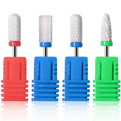 4 Pcs Ceramic Nail Drill Bits Set, 2.35mm (3/32) Professional Acrylic Nail File Drill Bit for Manicure Pedicure Cuticle Gel Nail Polishing