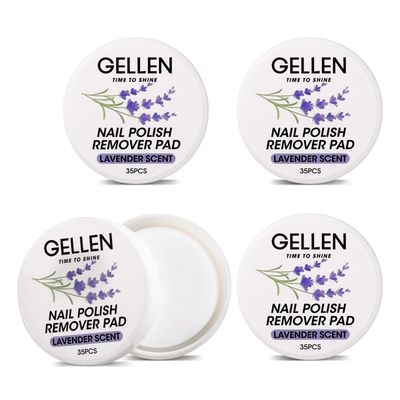 Gellen Nail Polish Remover Wipes, Non-Acetone Traditional Nail Polish Remover Pads, 140pcs Travel Wets Bulk Set For Clearing Regular Manicure Salon Home, Lavender Scent