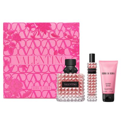 Valentino Born in Roma Donna Gift Set (Parfum 3.4 Fl oz Body wash 2.5 fl oz 0.5 Fl oz)