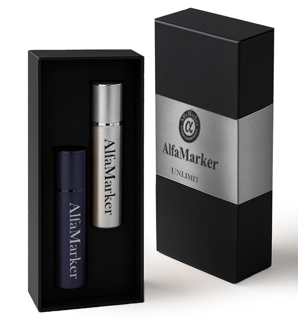 ALFAMARKER Unlimit - Cologne for Men with Pheromones - Mens Oil Perfume Set 2x5 ml - Great Holiday Gift - Long - Lasting Scent
